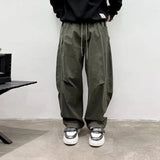Wiaofellas  -  American Streetwear Patchwork Work Pants Men's Autumn 3D Tailoring Design Straight Leg Casual Pants Trendy Versatile Loose Fit