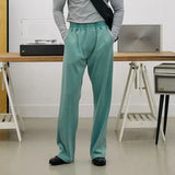 WIAOFELLAS  -  New Men's Straight Leg Sports Pants Fitness Running Training Elastic Waist Loose sweatpants Cotton Gym Loose Long Trousers
