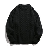 WIAOFELLAS  -  Winter Striped Sweater Men Harajuku Knitted Solid Jumpers Oversized Streetwear Hip Hop Men Casual Warm Black Pullover Sweaters