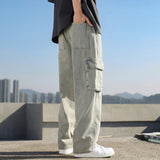 WIAOFELLAS  -  American Fashion Cargo Jeans Retro Loose Jeans Straight Leg Jeans High Quality Fabric Comfortable Skin Friendly Breathable Jeans