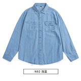WIAOFELLAS  -  Unisex Vintage Distressed Denim Shirt Men's Loose Fit Long Sleeve Casual BF Style Thin Outerwear Outdoor Camping Thin Coat