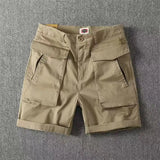 WIAOFELLAS  -  Mens Japanese Style Heavyweight Cargo Shorts Summer New Cotton Multi-Pocket Loose Shorts Streetwear Trendy Premium Pants Male