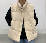 WIAOFELLAS  -  Corduroy Parkas Vest Men Stand Casual Keep Warm Loose Sleeveless Cotton Padded Harajuku Korean Style Teens Outwear All-match