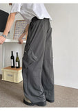 WIAOFELLAS  -  Men's Casual Pants Drawstring Solid Color Pleated Design Menswear Side Big Pokcets Elastic Waist Male Trousers New