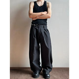 WIAOFELLAS  -  Grey Black Suit Pants Men Fashion Society Mens Dress Pants Korean Loose Casual Wide Leg Pants Mens Office Formal Trousers M-3XL