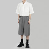 Wiaofellas  - Men Summer New Half Sleeve Solid Shirts Male Casual  Blouses Men White Fashion Pockets Shirts Korean Clothing V62