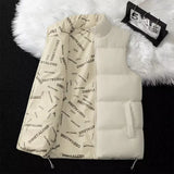 WIAOFELLAS  -  Corduroy Parkas Vest Men Stand Casual Keep Warm Loose Sleeveless Cotton Padded Harajuku Korean Style Teens Outwear All-match