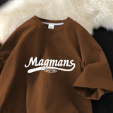 WIAOFELLAS  -  New Summer Cotton Short-sleeved Shirt Men Women Loose Versatile Fashion English Printing Trend Round Neck Half-sleeved Aesthetic