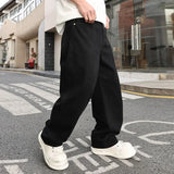 WIAOFELLAS  -  Classic Design Black Jeans Men Straight Leg Baggy Fit Mid Weight Denim Pants New
