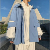 WIAOFELLAS  -  Autumn Winter New Fashion Hooded Long Sleeve Solid Jackets Men's Clothing Pocket Korean Trend All-match Fake Two Pieces Chic Top