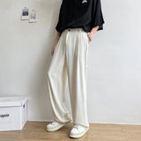 WIAOFELLAS  -  Black White Suit Pants Men Fashion Social Mens Dress Pants Korean Loose Straight Casual Pants Mens Office Formal Trousers M-2XL