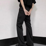 WIAOFELLAS  -  Summer New Men's Black Flared Suit Pants Korean Style Casual Fashion Trend High Street Simple Slim Breathable Men's Bottoms