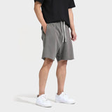 WIAOFELLAS  -  Cotton Summer Pants Men Breathable Light Cool Calf-Length Short Sweatpants 4/5 Straight Loose Casual Cropped Trousers