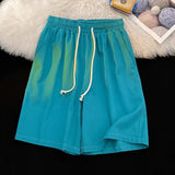 WIAOFELLAS  -  Summer Shorts Classic Solid Colour Thin Seaside Beach Pants Leisure Sports Straight Five Pants Elastic Waist Drawstring Shorts