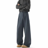 WIAOFELLAS  -  Grey Suit Pants Men Oversized Fashion Society Mens Black Dress Pants Korean Loose Straight Pants Mens Office Formal Trousers