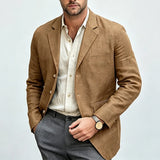 Wiaofellas  -  Fashionable Solid Color Blazer Jacket Men Spring Fall Solid Color Loose Lapel Coat Casual Buttoned Turn-down Men Outwear