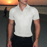 WIAOFELLAS  -  Men Shirt Hollow Out Lapel Short Sleeve Transparent Male Shirts Solid Streetwear Summer 2025 Fashion Casual Camisas