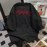 WIAOFELLAS  -  American Pure Cotton Personalized Short-sleeved T-shirt Men Spring Summer New Trendy Brand Y2K Handsome Three-quarter Sleeve Top