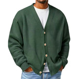 WIAOFELLAS  -  New Men's Casual Long Sleeve Sweater Cardigan V-neck Loose Top Autumn Winter Fashion Versatile Jacket For Male Knitted Coats