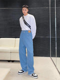 WIAOFELLAS  -  Casual Men's Denim Pants Trend Blue Straight Long Pants 2022 New Spring Korean Tide Wide Leg Jeans 2A0251