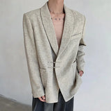 WIAOFELLAS  -  Trendy Men's Shoulder Pads Pockets Metal Plate Design Loose Coats Fashion Lapel Long Sleeves Casual Jackets Male