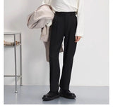 WIAOFELLAS  -  Light luxury Solid Suit Pants Men Loose straight Trousers Fashion Business Society Korean Casual Pants Adjustable Waist Belt