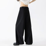 WIAOFELLAS  -  Simple Men's Suit Pants Solid Color Straight Wide Leg Summer Bottom Korean Silhouette Drape Cleanfit Male Trousers