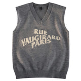 WIAOFELLAS  -  Alphabet Solid Pattern Men's V-Neck Sweater Daily Versatile Sleeveless Knit Sweater Fashion Simple Jacquard Design Sweater Vest