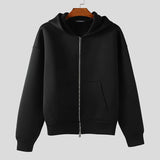 WIAOFELLAS  -  Men Hoodies Solid Zipper Hooded Long Sleeve Casual Sweatshirts Men Streetwear Loose Fashion Male Cardigan Zip Hoodie