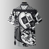 WIAOFELLAS  -  Geometric Love Printed Shirt Men Short Sleeve Casual Shirts High Quality Business and Social Formal Shirt Party Tuxedo Blouse