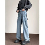 WIAOFELLAS  -  Jeans Pants Man 2025 Spring Autumn New Hip Hop Splicing Fake Two Pieces Design  Vintage Denim Cargo Pants Harajuku Trousers