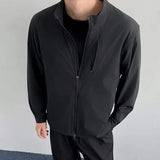 WIAOFELLAS  -  Simple Men's Jackets Stand Collar Thin Solid Color Quick-dry Casual Sun-protective Clothing Loose Male Coats Summer
