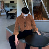 WIAOFELLAS  -  Corduroy Casual Long Sleeve Shirt Men's Autumn New Fashion Trendy Outerwear