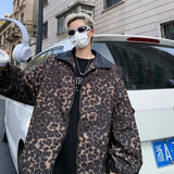 WIAOFELLAS  -  New American leopard-print baseball suit male loose luffian handsome pu leather color jacket