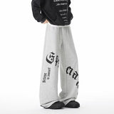 Wiaofellas  -  Autumn Men's Goth Letter Printed Baggy Straight Leg Trousers Hip Hop Fashion Cotton Sports Pants Y2K Vintage Pantalones Hombre