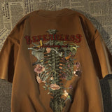 WIAOFELLAS  -  High Street Casual Flower Skeleton Design Men's T-shirt Summer Classic Short Sleeve O-collar Letter Cotton Male Handsome Top