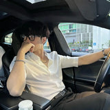 WIAOFELLAS  -  Summer New Stand Collar Fashion Half Sleeve Shirt Man High Street Casual Slim Button Cardigan Solid Color Office All-match Tops