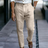 Wiaofellas  -  Men's Youth Linen Solid Color Slant Pocket Daily Outdoor Breathable Casual Pants