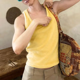 WIAOFELLAS  -  Men Tank Tops Solid Color O-neck Sleeveless Plush Casual Male Vests Streetwear Fleece Summer Fashion Men Clothing 2026