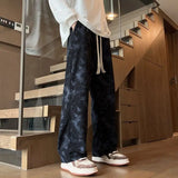 WIAOFELLAS  -  Corduroy Tie-dye Irregular Pants for Men American Loose Casual Sports Wide-leg Trousers