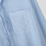 WIAOFELLAS  -  Men Shirt Solid Color Embroidery Lapel Long Sleeve Men Clothing Streetwear Loose Korean Style Fashion Male Shirts Tops