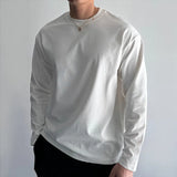 Wiaofellas  -  Round Neck Long-sleeved T-shirt Men's Autumn Winter Sports Solid Color Bottoming Shirt Top