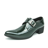 WIAOFELLAS  -  Luxury Green High Heel Shoe Men Fashion Platform Moccasin Wedding Man Shoes Size 46 Leather Pointed Toe Formal Shoes Gentleman