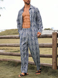 WIAOFELLAS  -  Trendy Mens Loose Two Piece Suits Vintage Pattern Printed Long Sleeve Shirt And Pants Sets Men Spring Autumn Casual Outfits