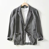 WIAOFELLAS  -  Spring Autumn 100% Linen  Men's Blazer Suit Jacket For Men Black Coat For Male Business Lightweight Breathable Shirts Man Tops