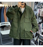 Wiaofellas  -  Hong Kong Style Retro Trendy Brand Men Spring and Autumn Multi-pocket Loose Versatile Trendy Functional Style Baseball Jacket