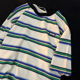 WIAOFELLAS  -  Men T Shirts Street Retro Striped Short-sleeved T-shirt Women Cotton Summer Loose Ovesize Round Neck Daily Tops Tees
