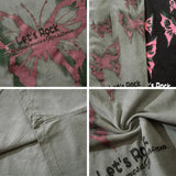 WIAOFELLAS  -  Men Hip Hop Streetwear Retro T Shirt Washed Old Butterfly Print Tshirt Cotton T-Shirt Short Sleeve Racing Style Tops Tees New