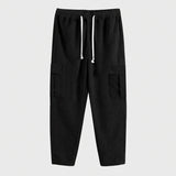 Wiaofellas  -  Autumn Fashion Multi Pockets Corduroy Pants Men Streetwear Casual Solid Color Cargo Pants Stylish Mens Drawstring Lace-up Pants