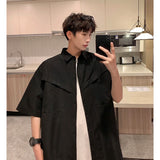 WIAOFELLAS  -  New Men's Casual Blouse Cotton Male Loose Shirt Loose Tops Short Sleeve Shirt Summer Casual Handsome Men's Shirts A99